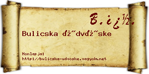 Bulicska Üdvöske névjegykártya